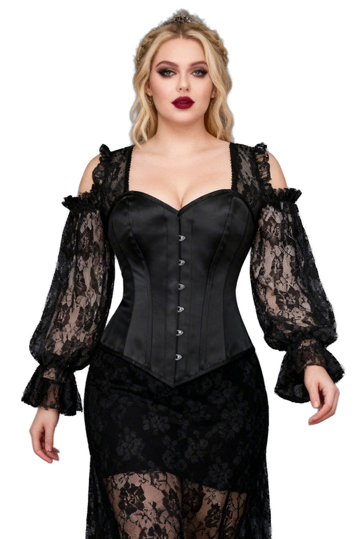 Natoya Overbust Satin Corset With Sleeves