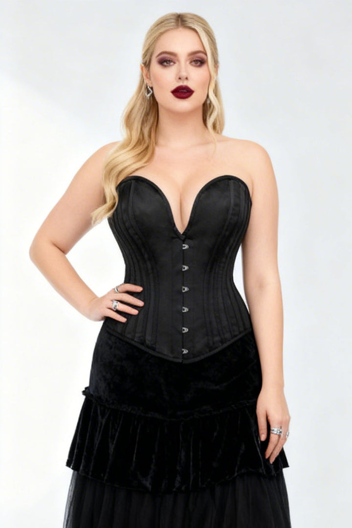 Marise Black Satin Overbust Corset