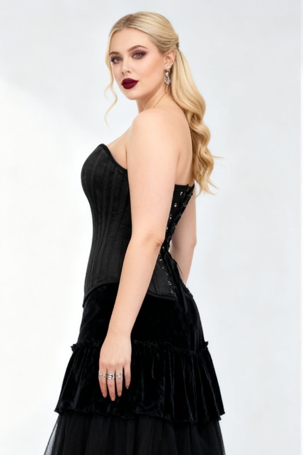 Marise Black Satin Overbust Corset