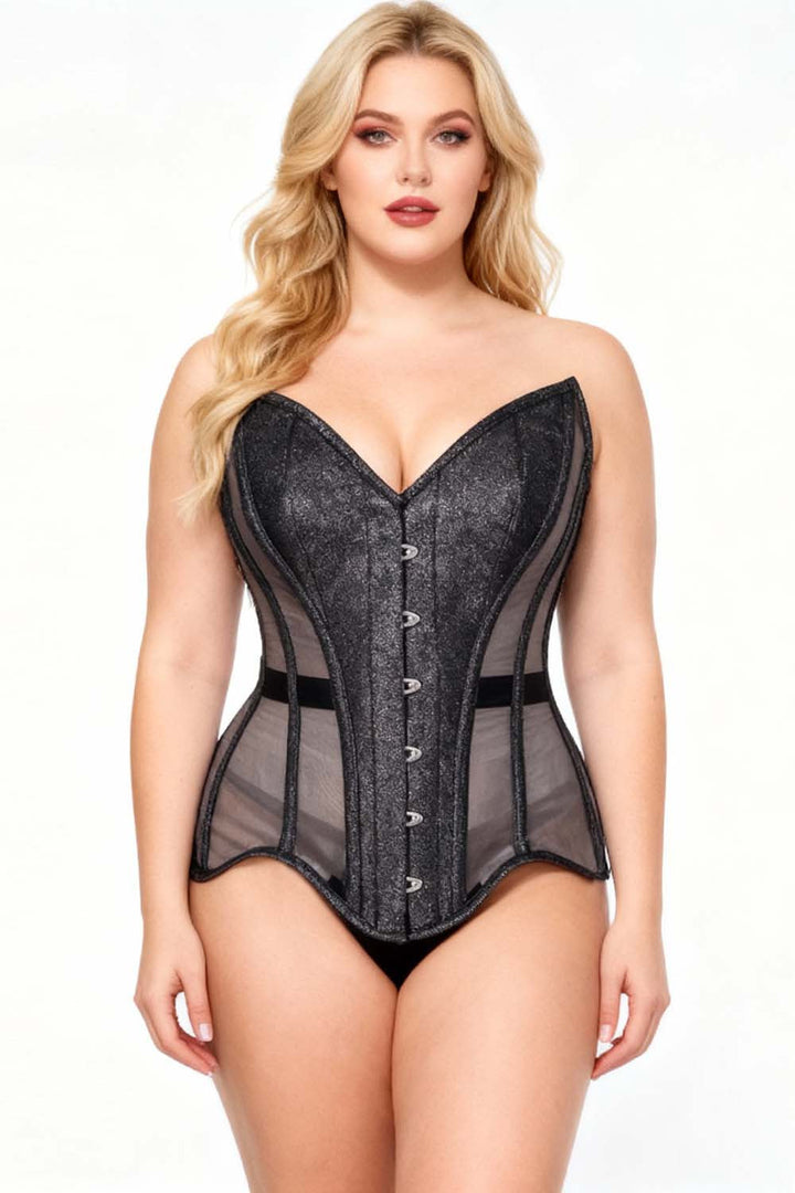 Sachi Glitter With Mesh Net Overbust Corset