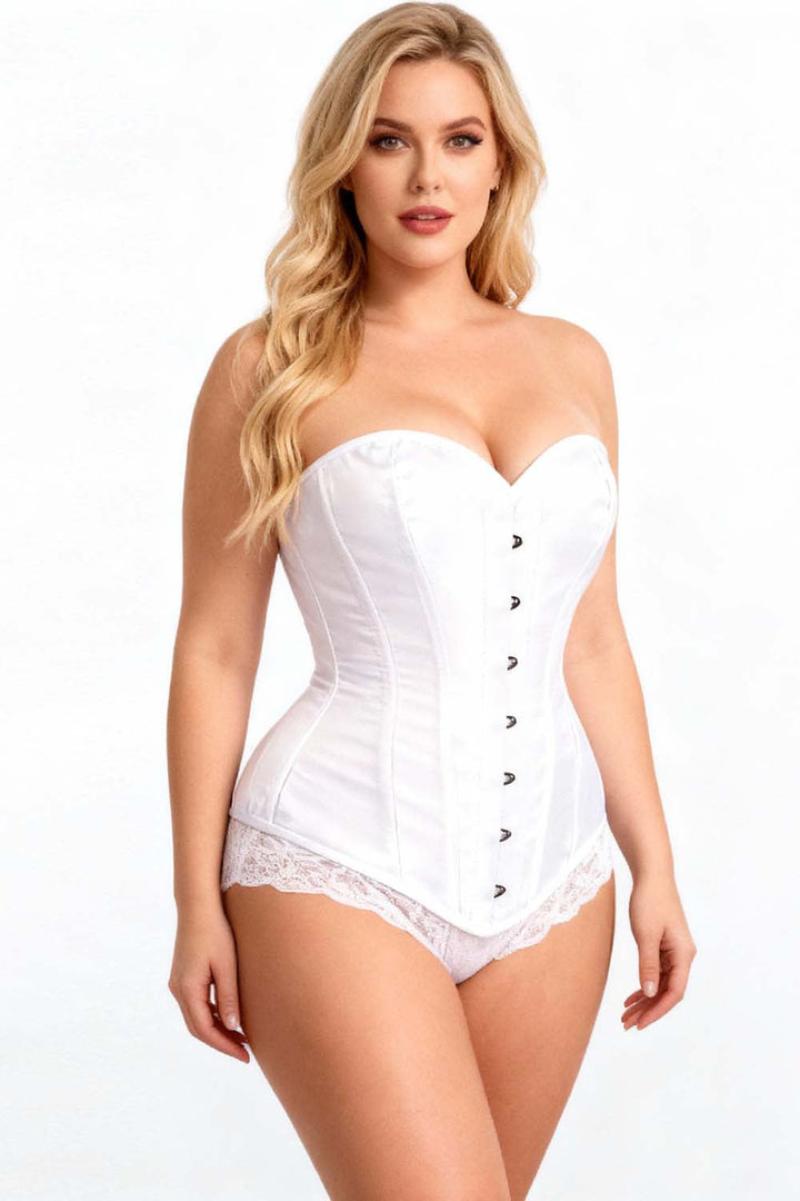 Joniece White Satin Overbust Corset