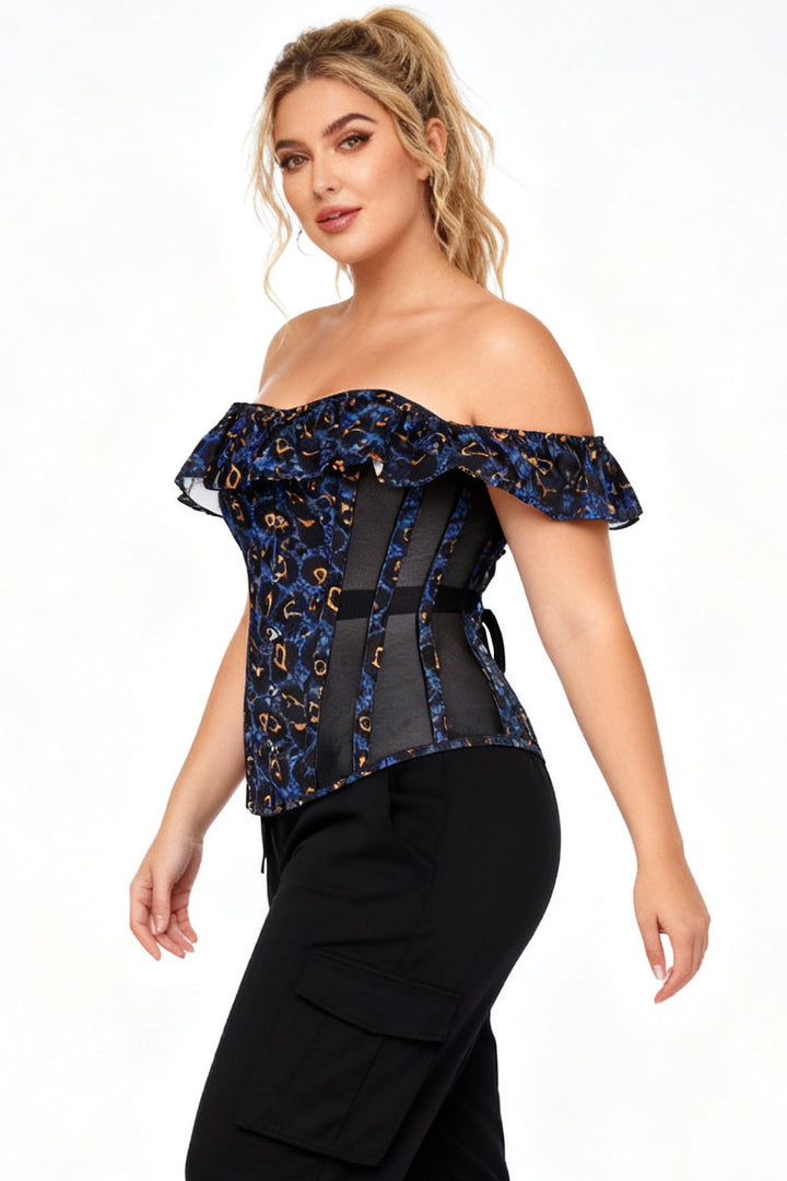 Brandyce Leopard Off Shoulder Corset