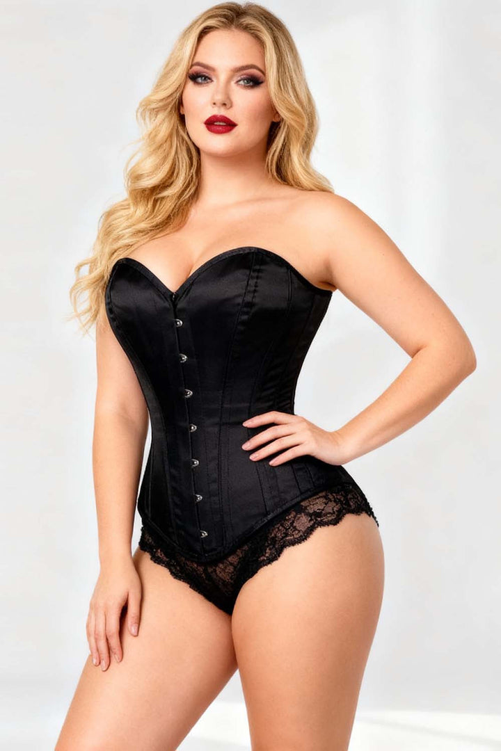 Cedriana Black Satin Overbust Corset