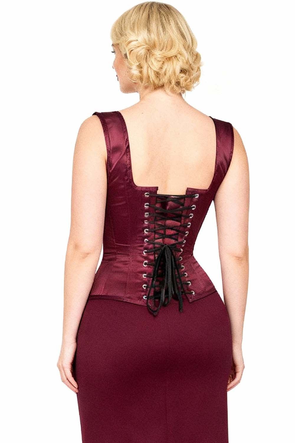 Lavita Burgundy Satin Overbust Corset