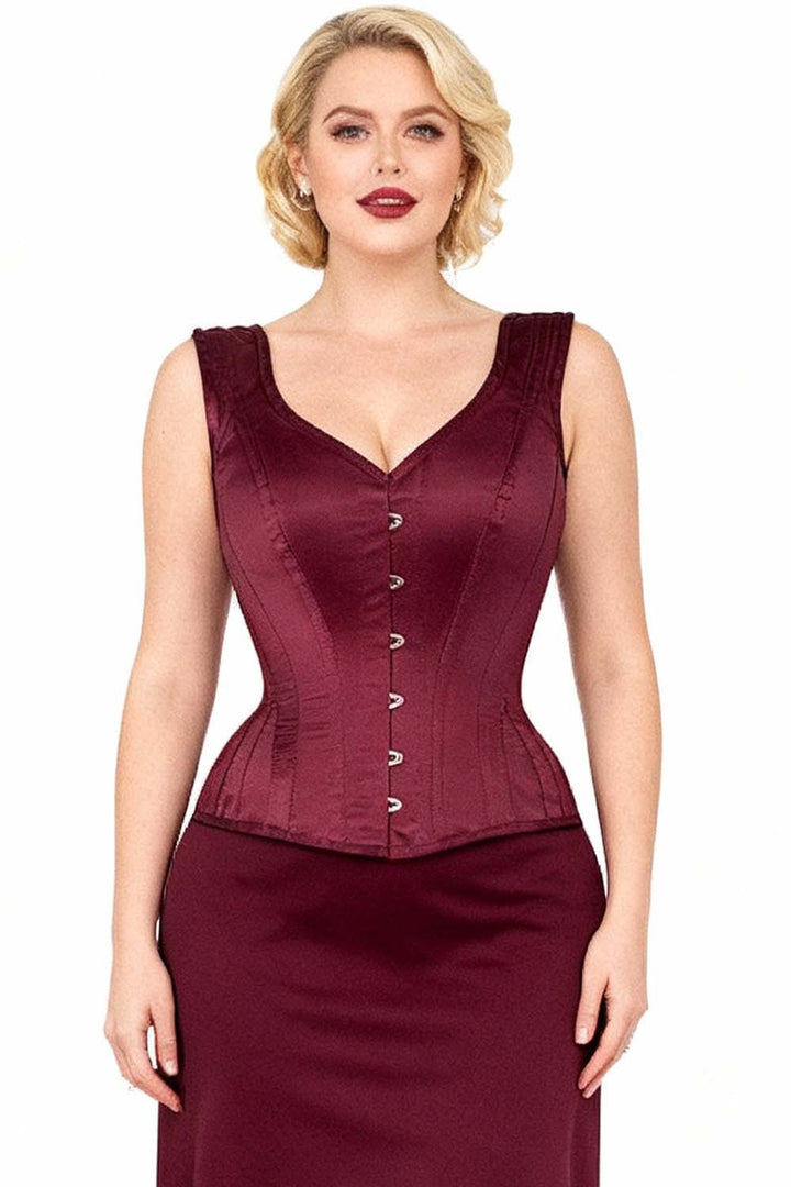 Lavita Burgundy Satin Overbust Corset
