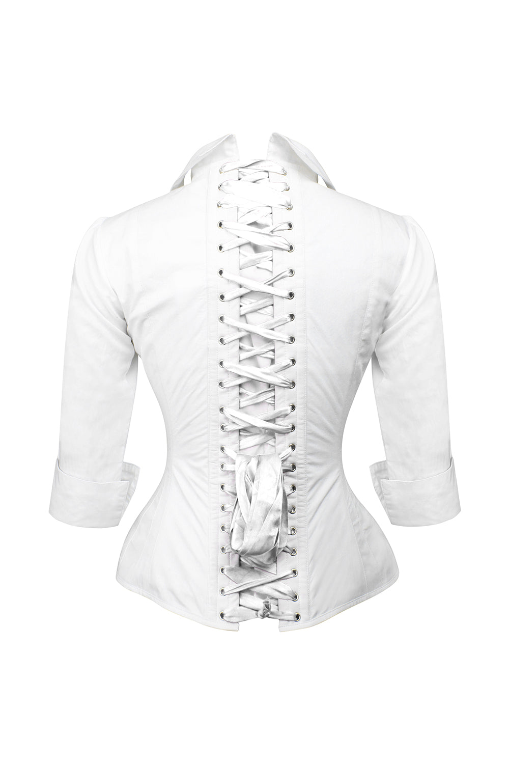 Shirlene Overbust White Cotton Corset Shirt
