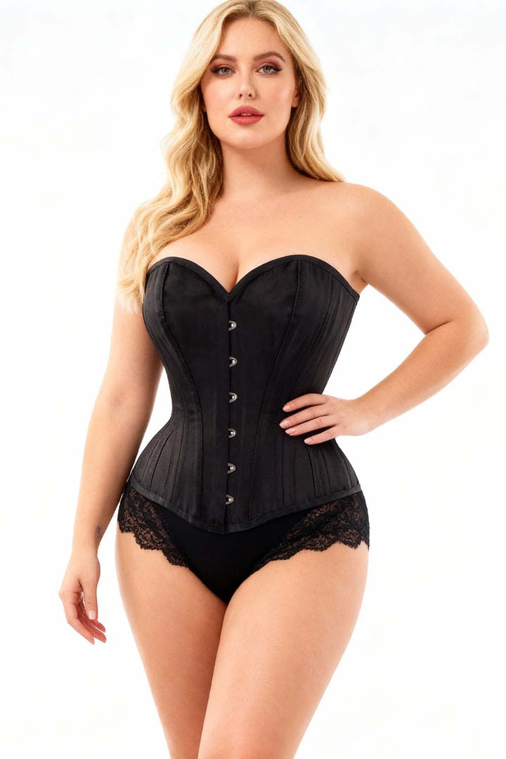 Charmayne Black Cotton Overbust Waist Training Corset