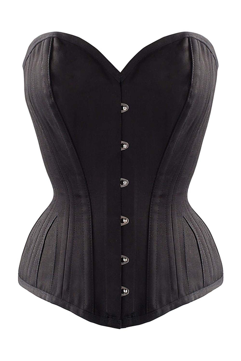 Charmayne Black Cotton Overbust Waist Training Corset