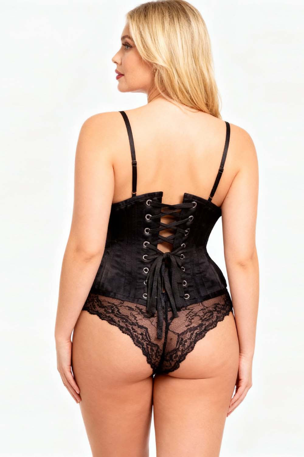 Laquanda Black Satin Waist Training Waspie Corset