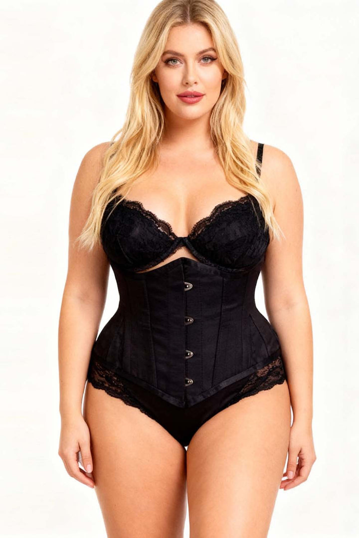 Laquanda Black Satin Waist Training Waspie Corset