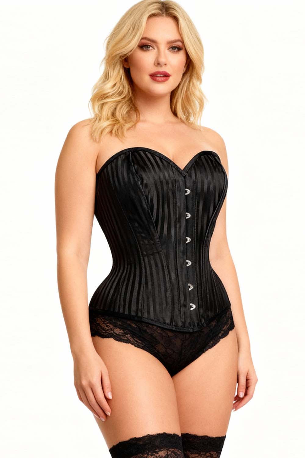 Shakeera Black Brocade Waist Training Overbust Corset