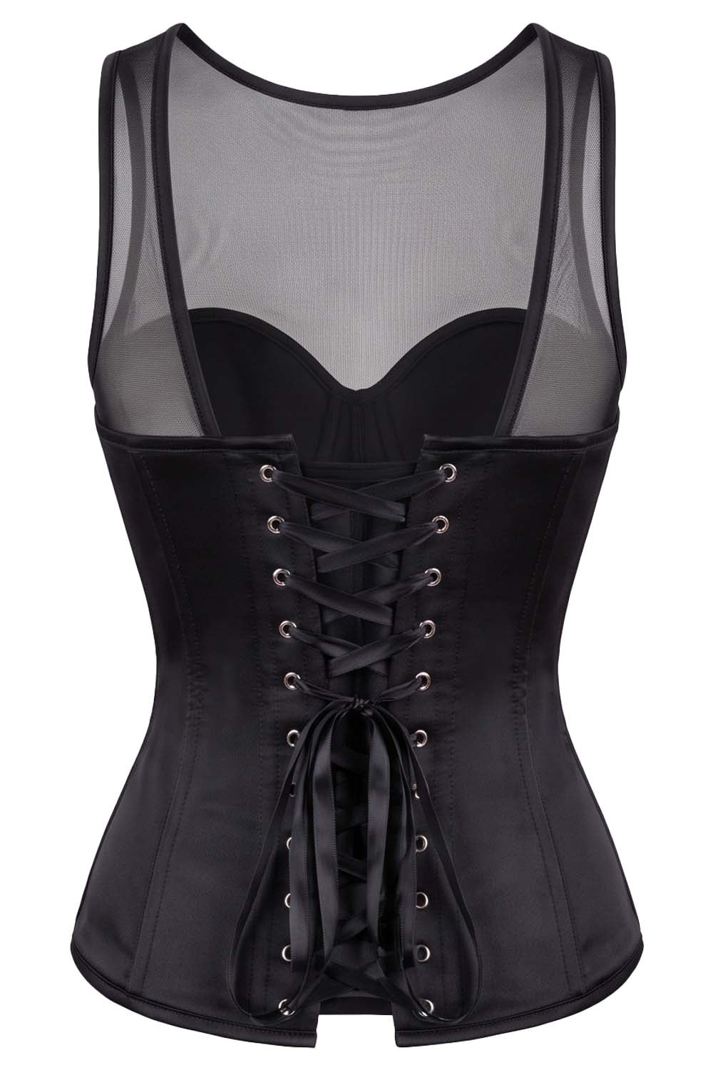 Chelise Sequin Burlesque Corset with Sheer Mesh Straps