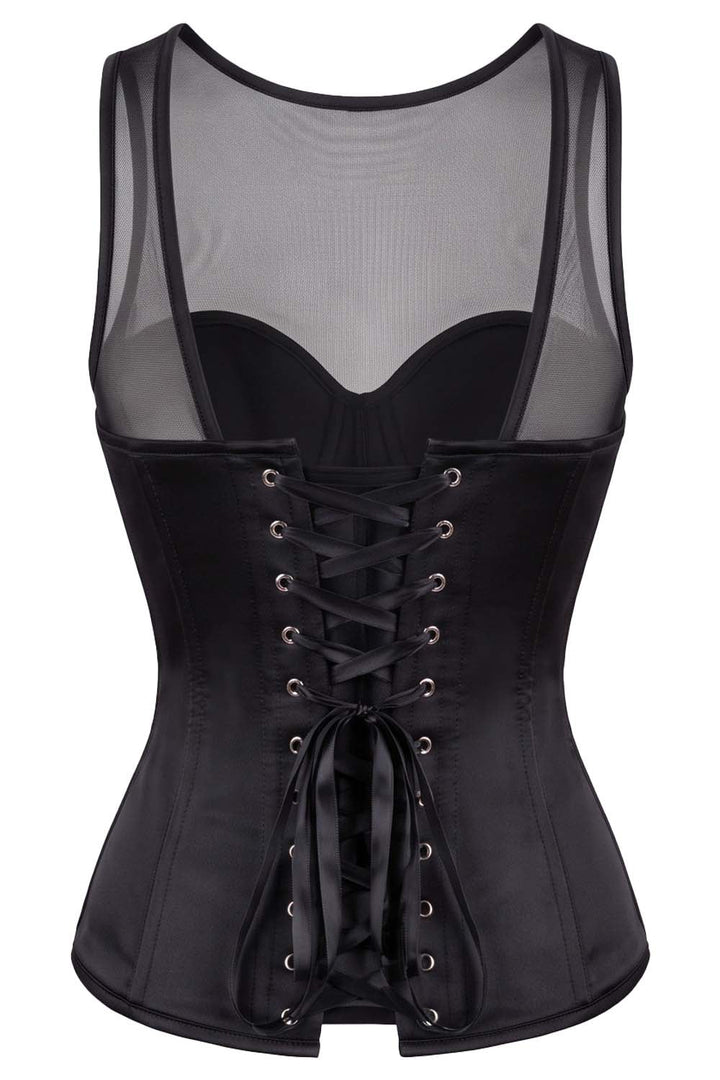 Chelise Sequin Burlesque Corset with Sheer Mesh Straps