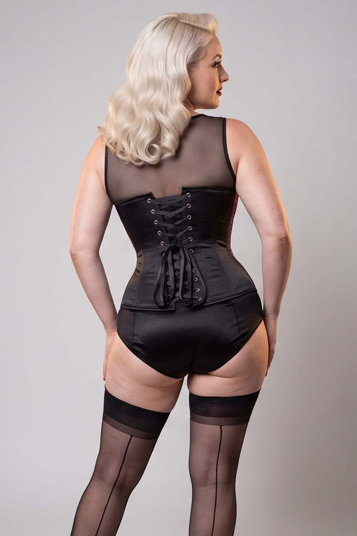 Chelise Sequin Burlesque Corset with Sheer Mesh Straps