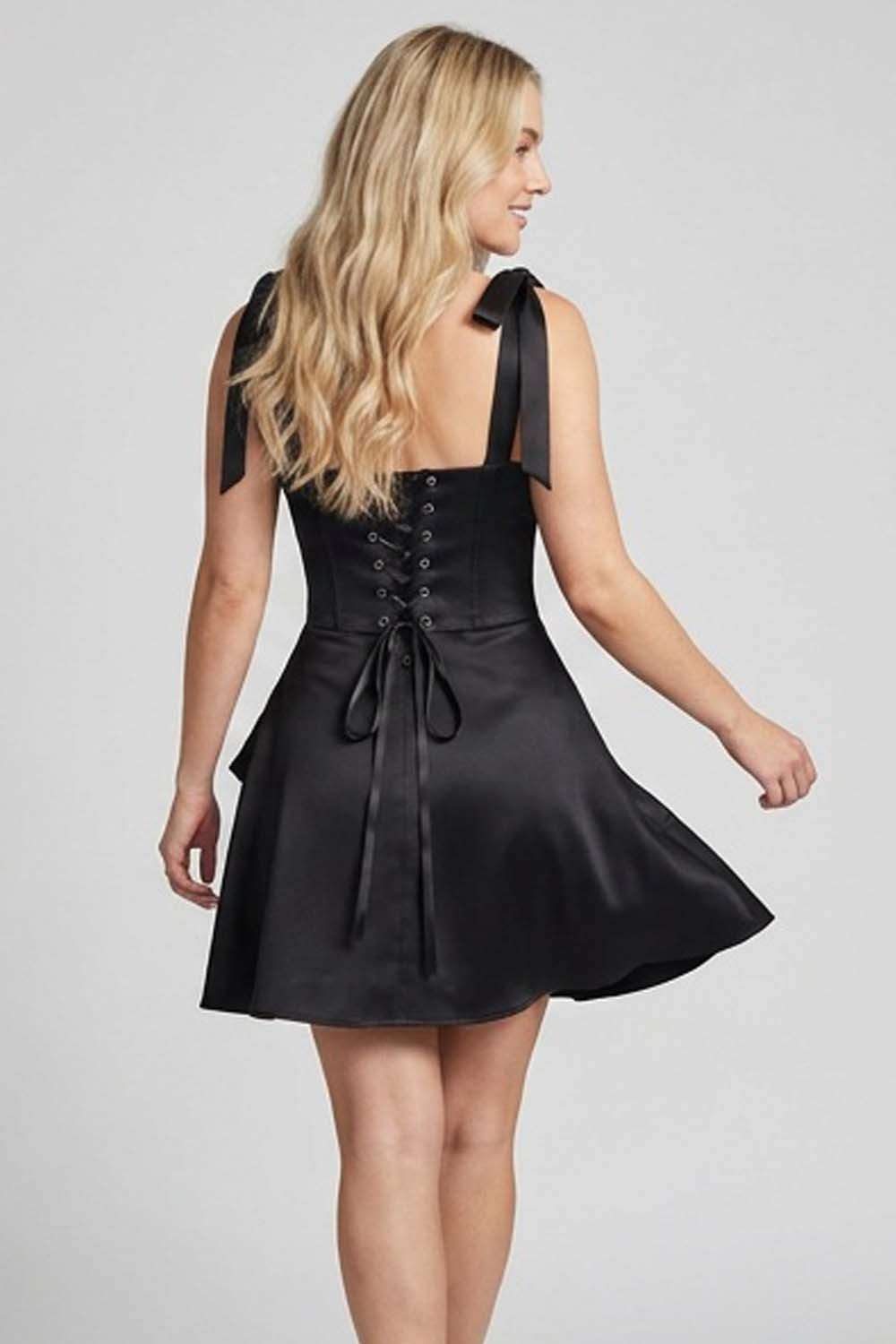 CARMILLA corset dress in black by Luxe Noir - back view
