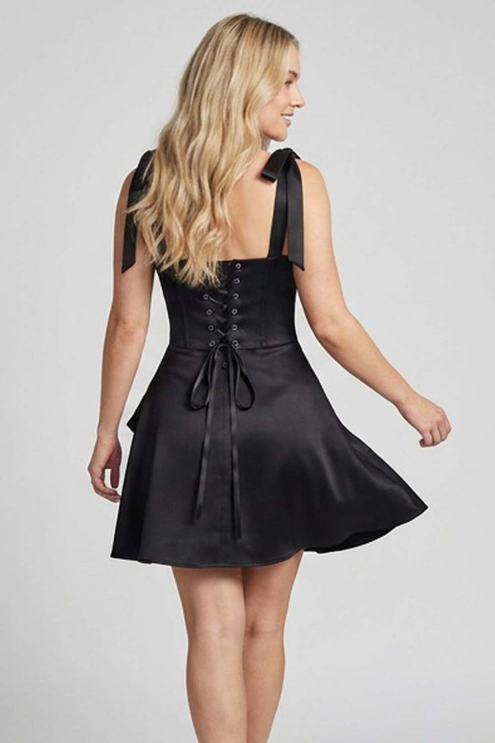 CARMILLA corset dress in black by Luxe Noir - back view