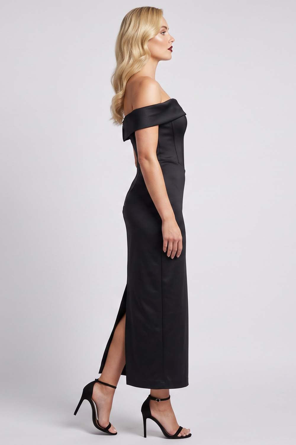 CELESTINE strapless column evening dress by Luxe Noir - side view