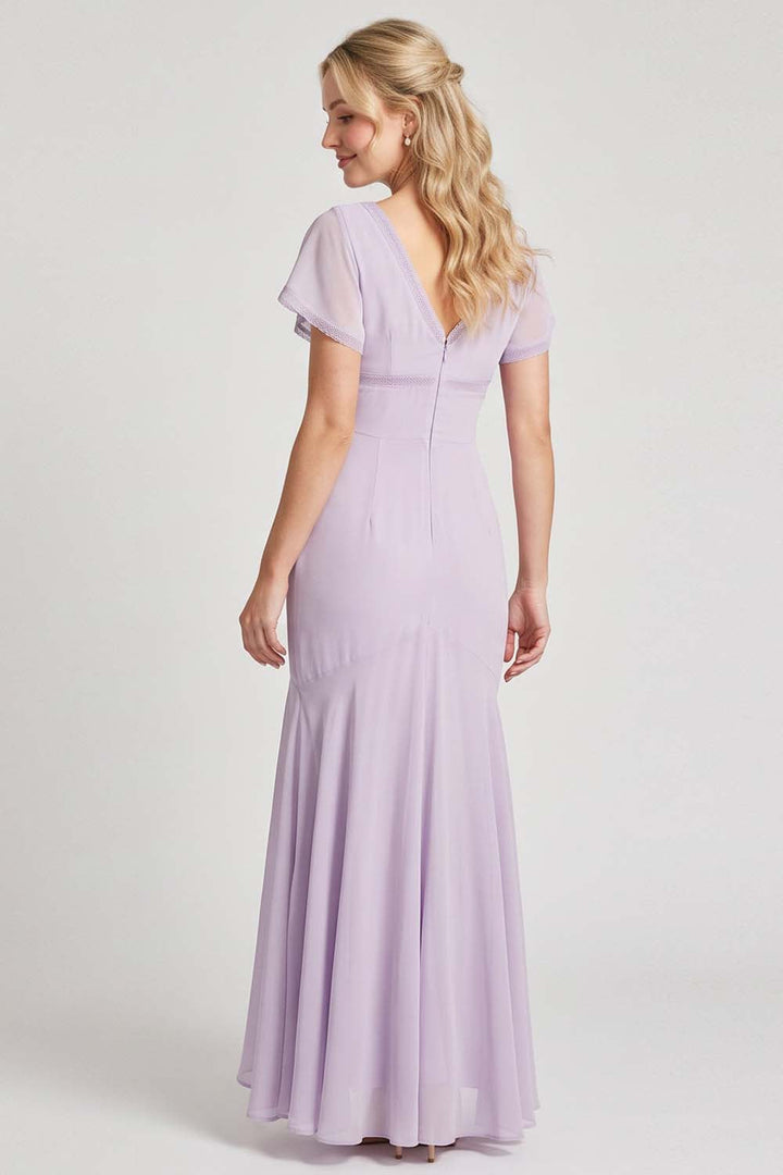 FLORENCE georgette tea dress in pale lavender by Luxe Noir - back view