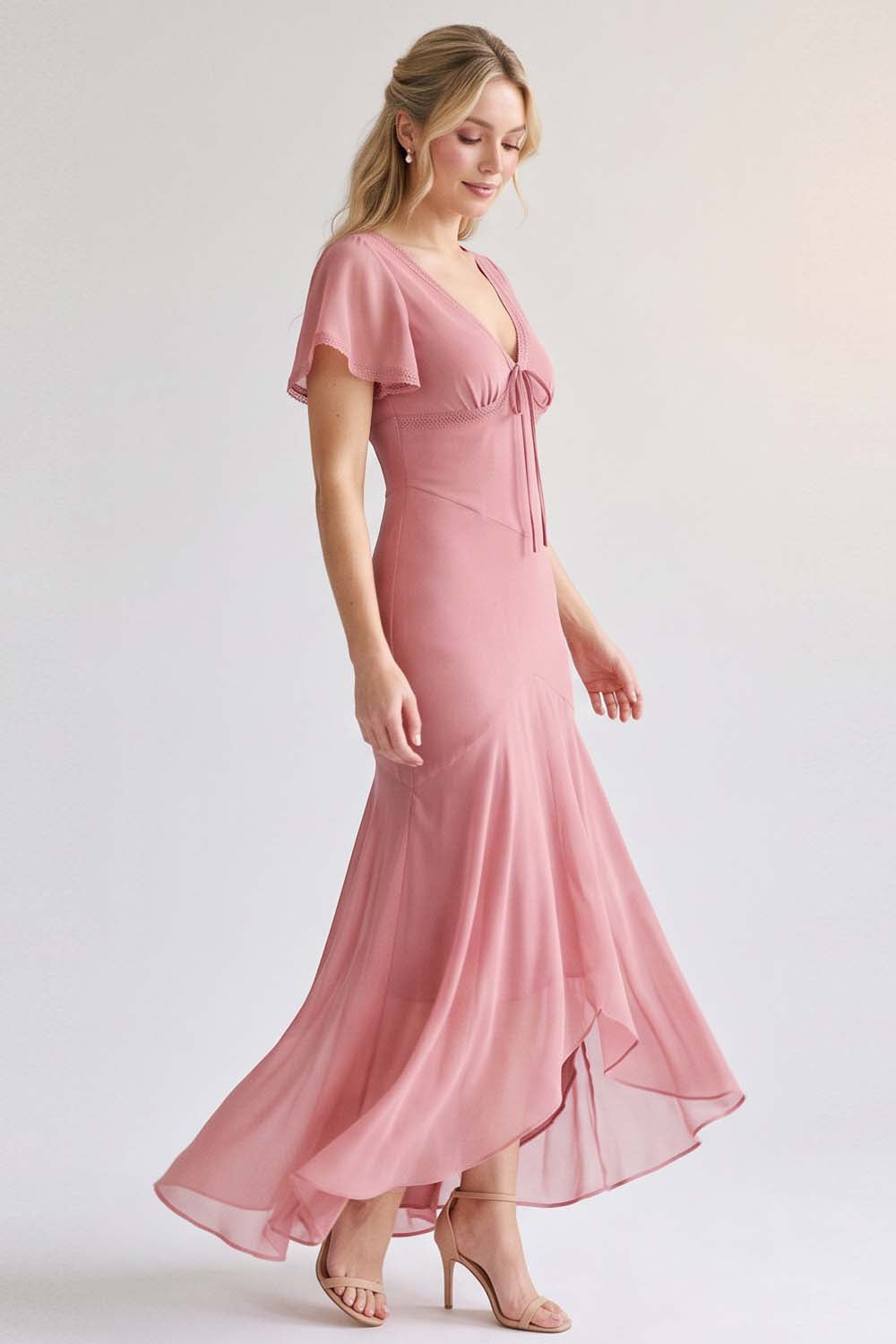 FLORENCE georgette tea dress by Luxe Noir - side view