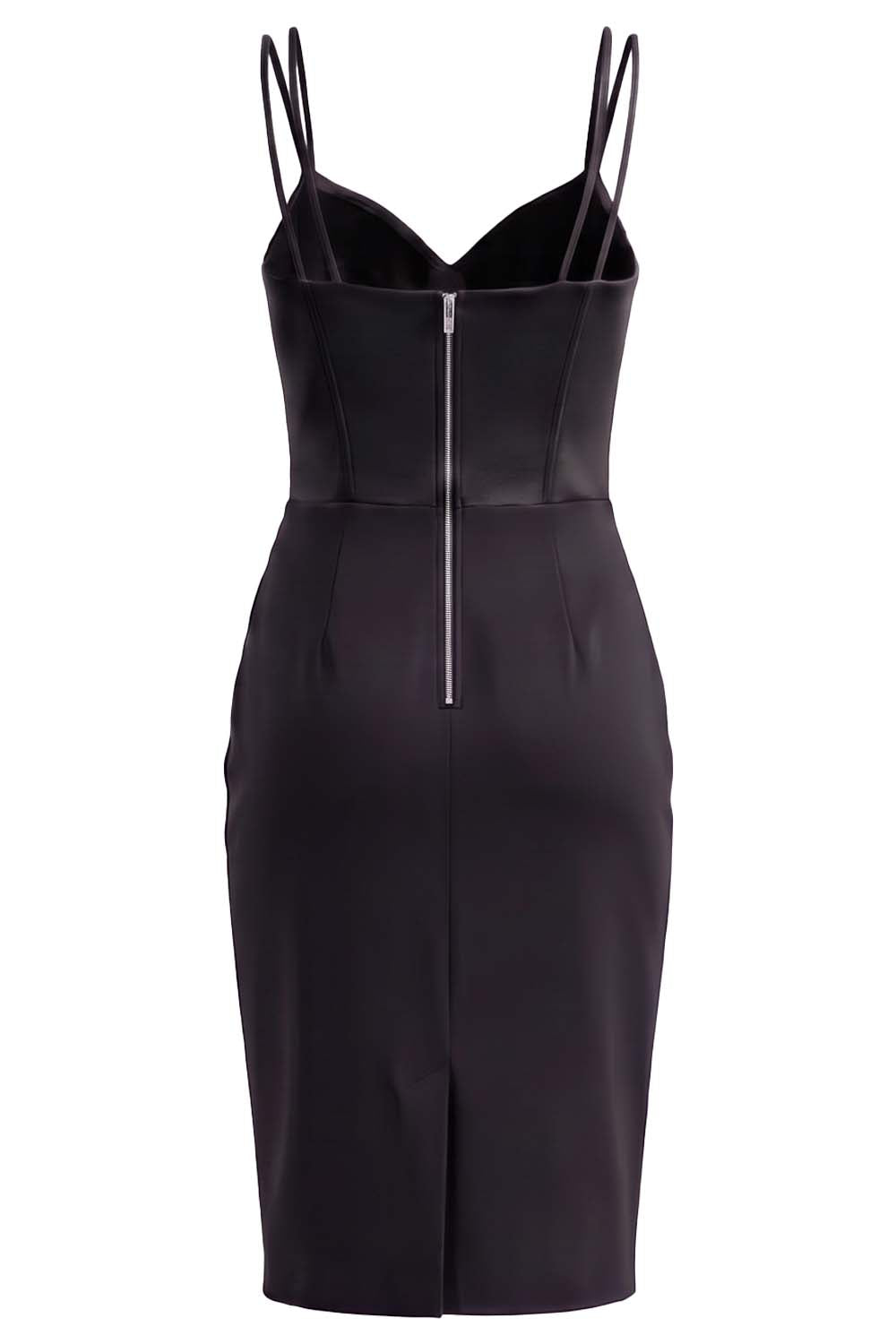 ISOLDE corset evening dress in black on model - back view