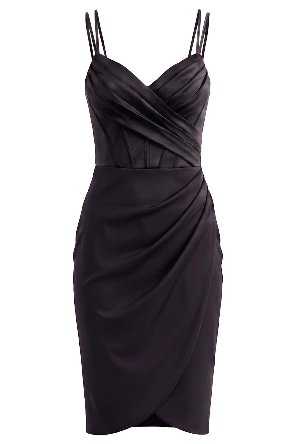 ISOLDE corset evening dress in black on model - front view