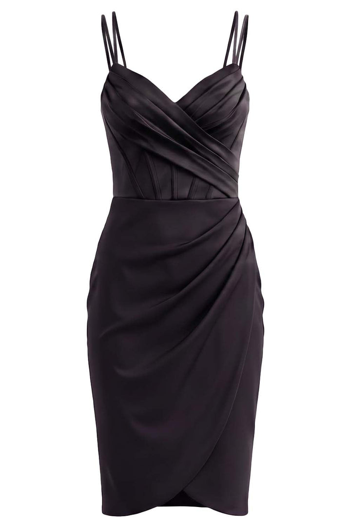ISOLDE corset evening dress in black on model - front view