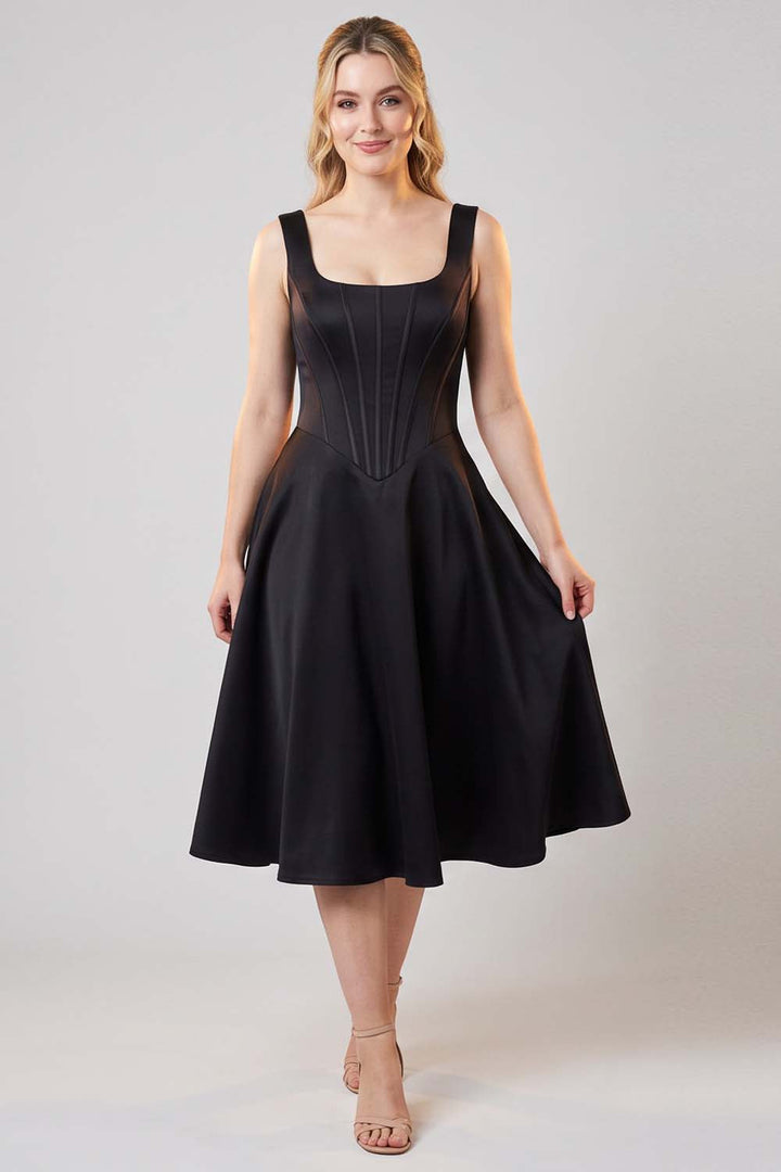 MIRABELLE corset sundress in black by Luxe Noir - front view