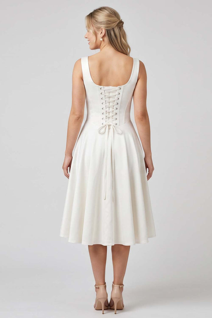 MIRABELLE corset sundress in ivory by Luxe Noir - back view