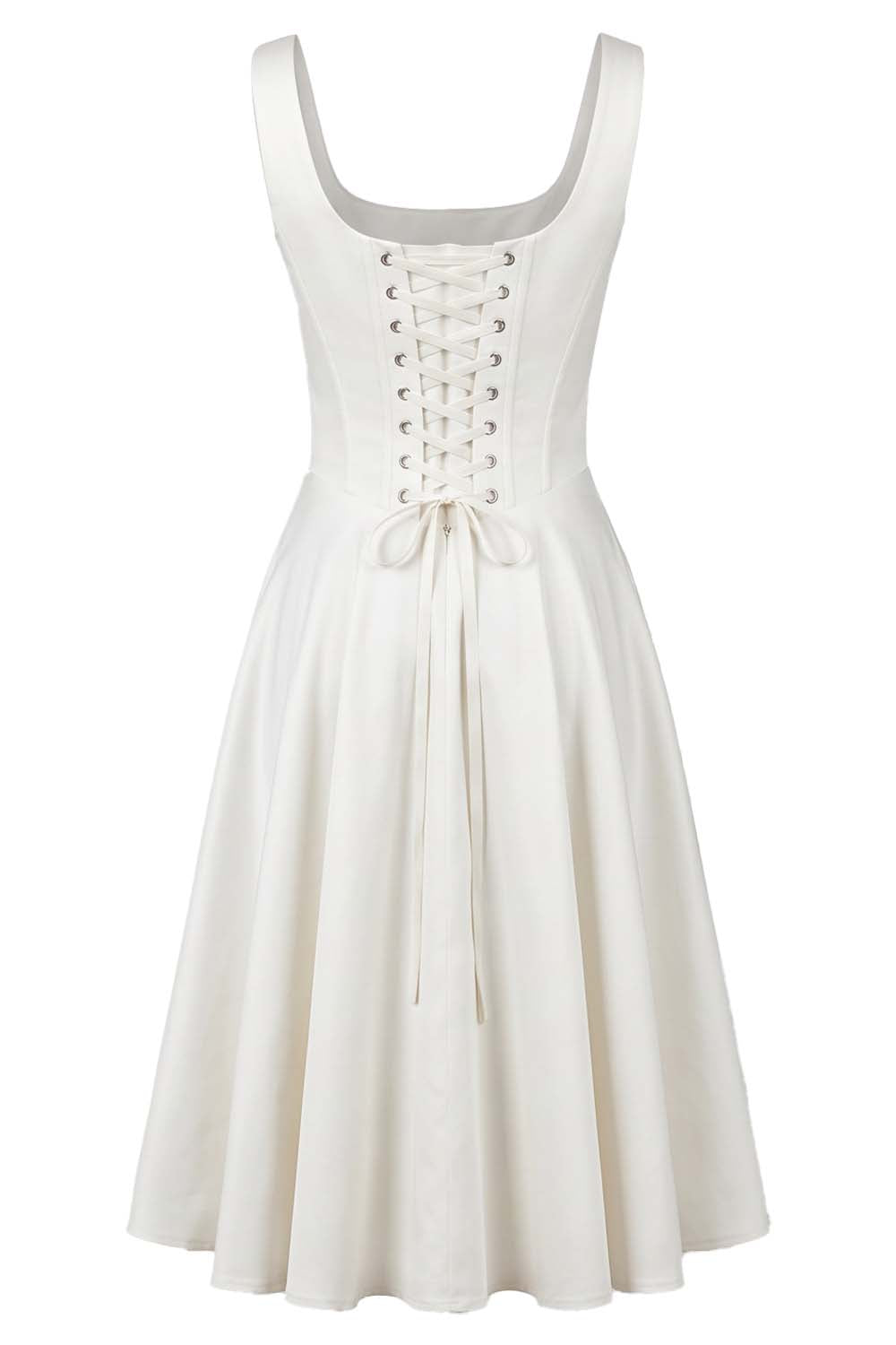 MIRABELLE corset sundress in ivory on model - back view