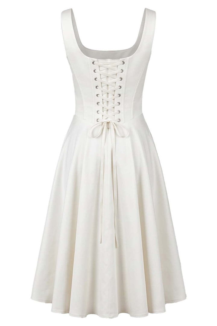 MIRABELLE corset sundress in ivory on model - back view