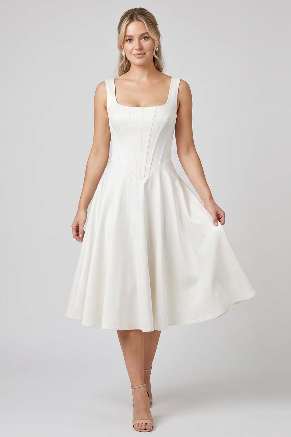 MIRABELLE corset sundress in ivory by Luxe Noir - front view