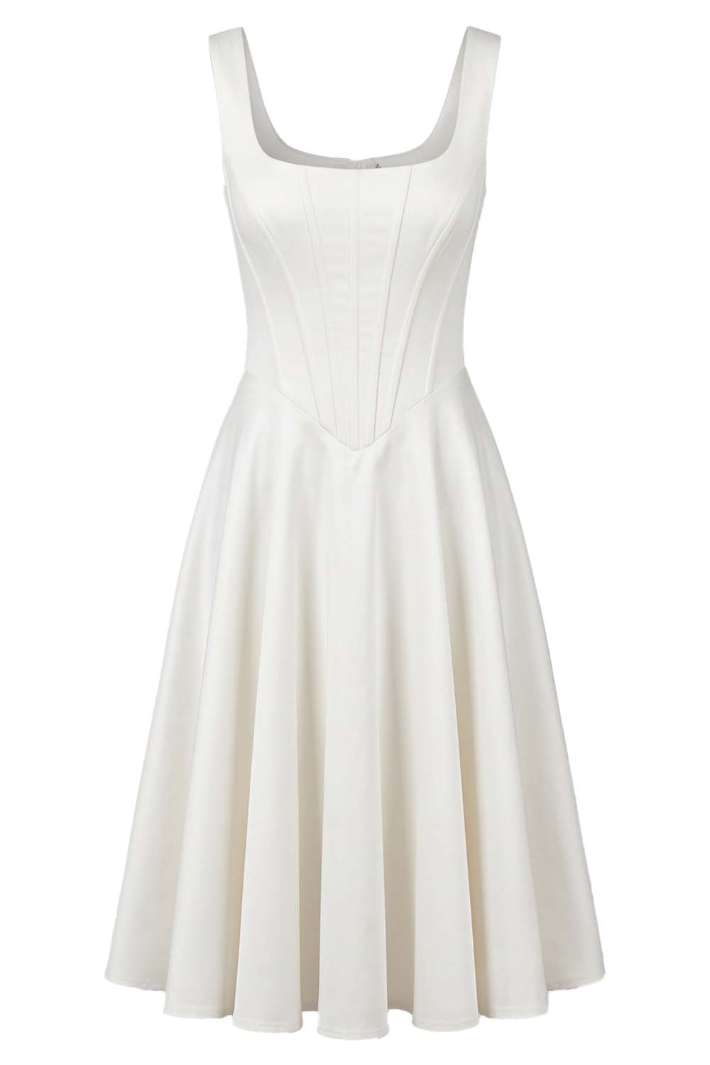 MIRABELLE corset sundress in ivory on model - front view