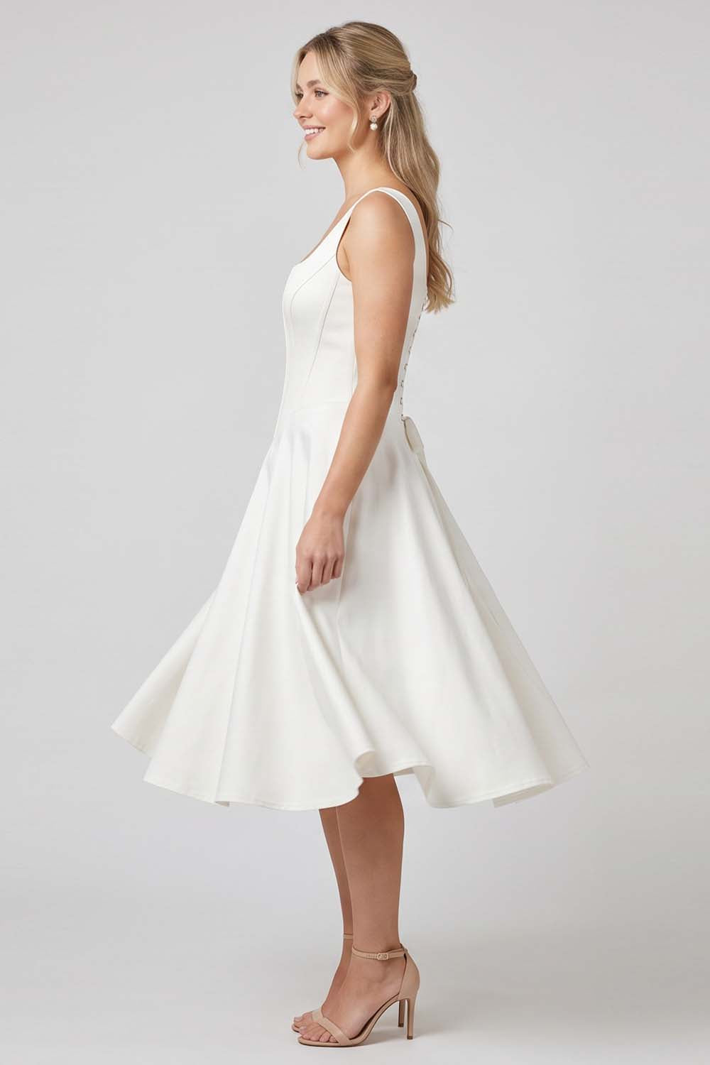 MIRABELLE corset sundress in ivory by Luxe Noir - side view