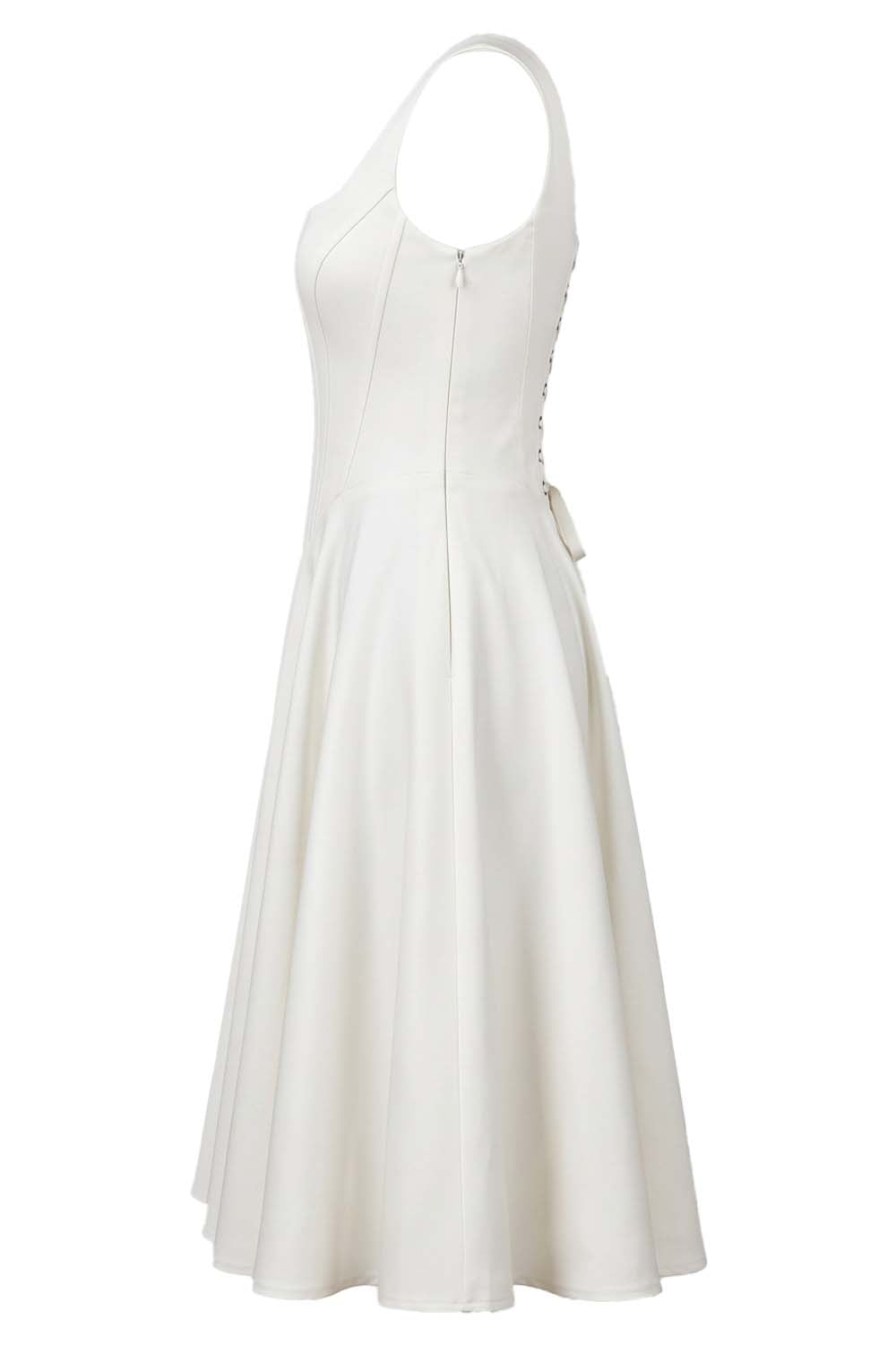 MIRABELLE corset sundress in ivory on model - side view