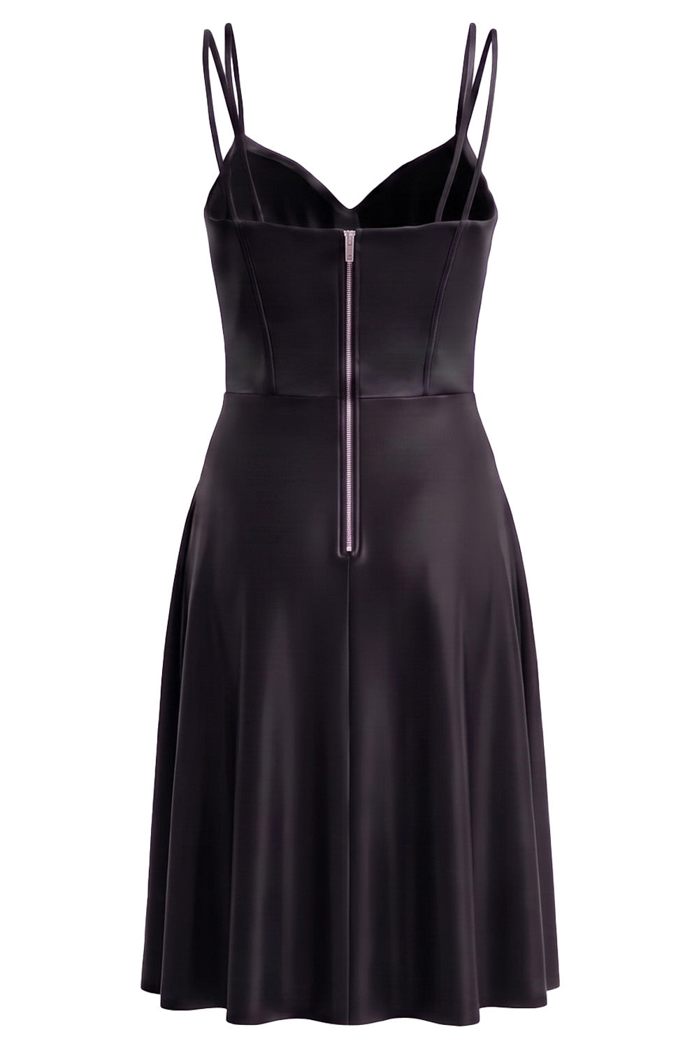 ROSALIND corset evening dress in black on model - back view