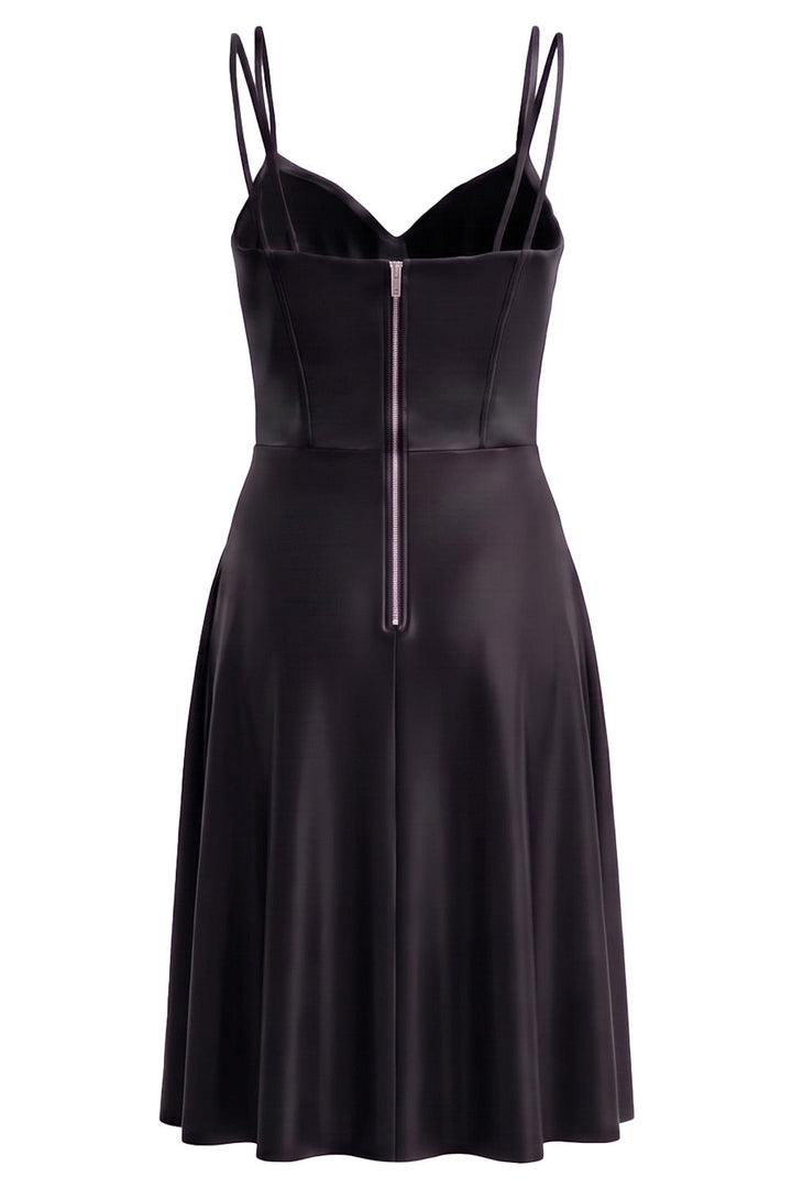 ROSALIND corset evening dress in black on model - back view
