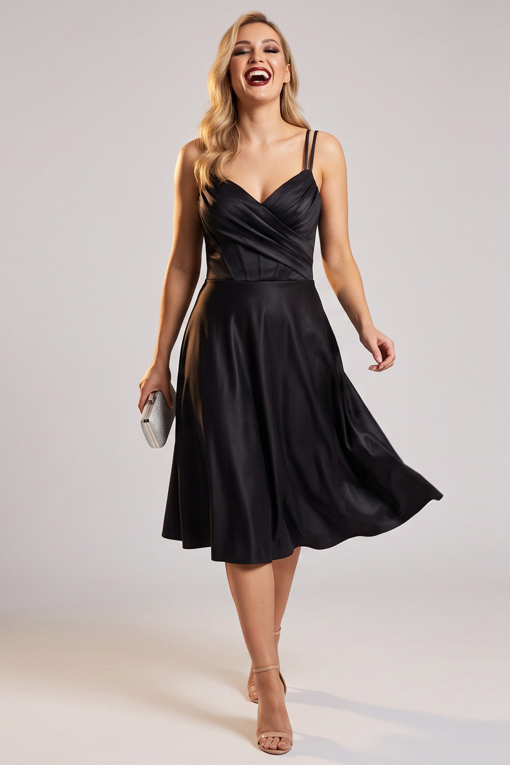 ROSALIND corset evening dress in black by Luxe Noir - front view