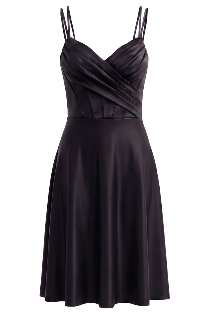 ROSALIND corset evening dress in black on model - front view