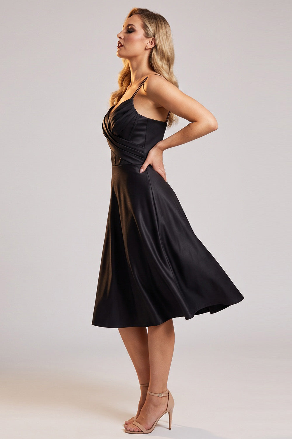 ROSALIND corset evening dress in black by Luxe Noir - side view