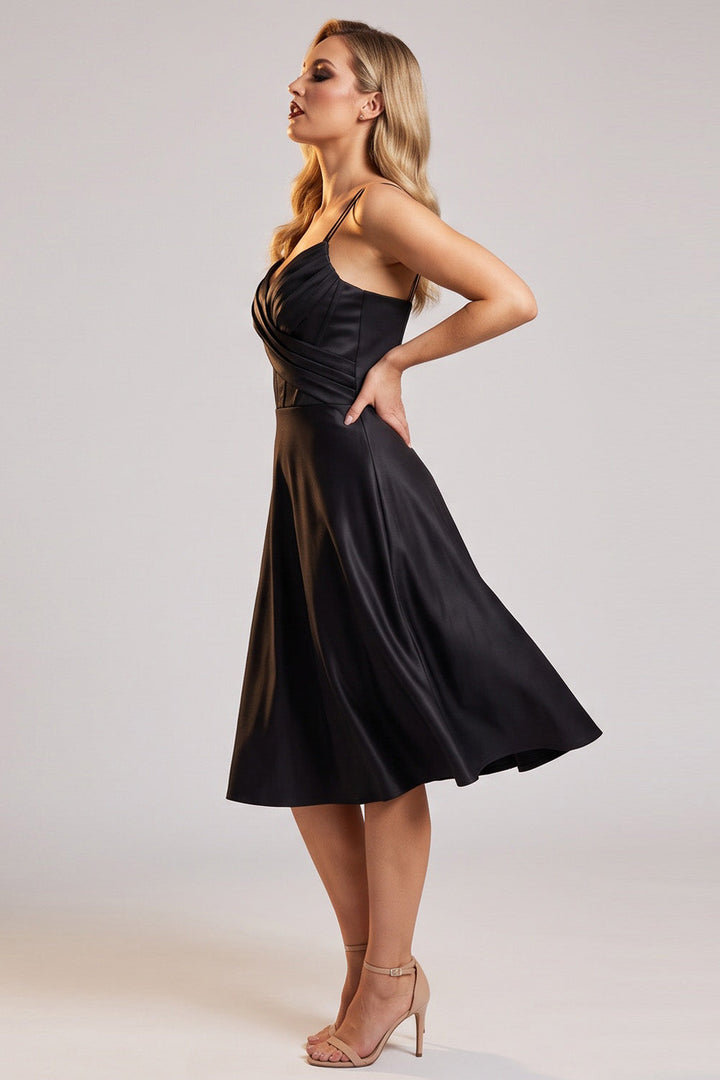 ROSALIND corset evening dress in black by Luxe Noir - side view
