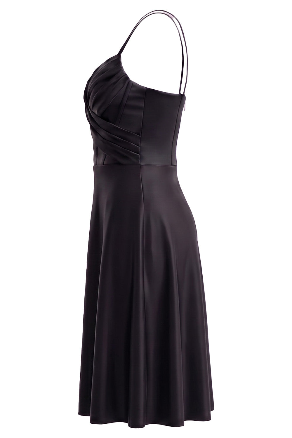 ROSALIND corset evening dress in black on model - side view