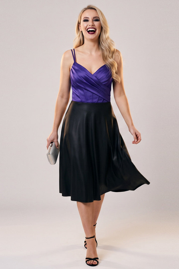 ROSALIND corset evening dress in royal purple by Luxe Noir - front view