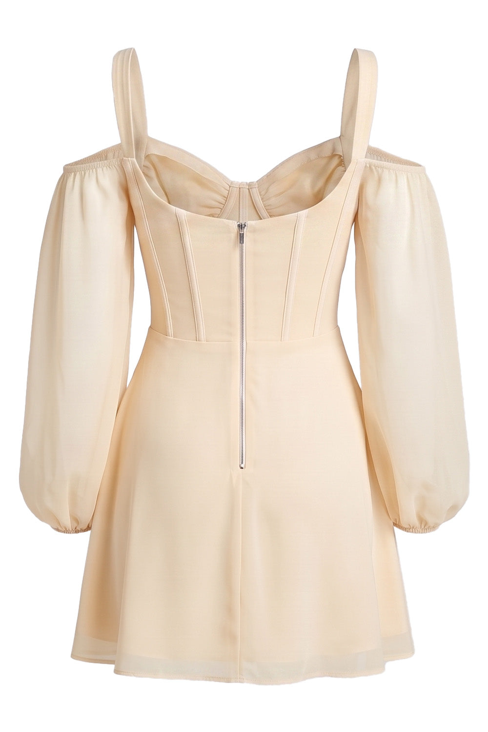 SYLVIE Georgette Cold Shoulder Corset Mini Dress - Cream