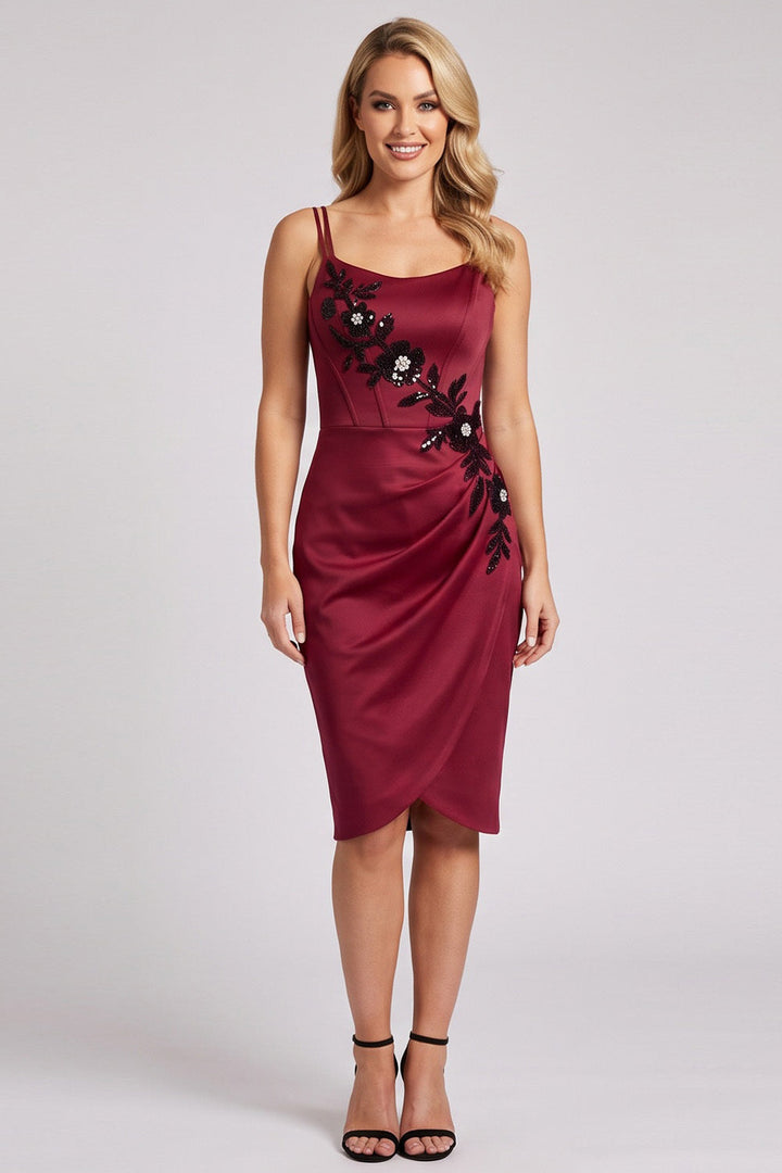 VIVIENNE corset evening dress in crimson by Luxe Noir - front view