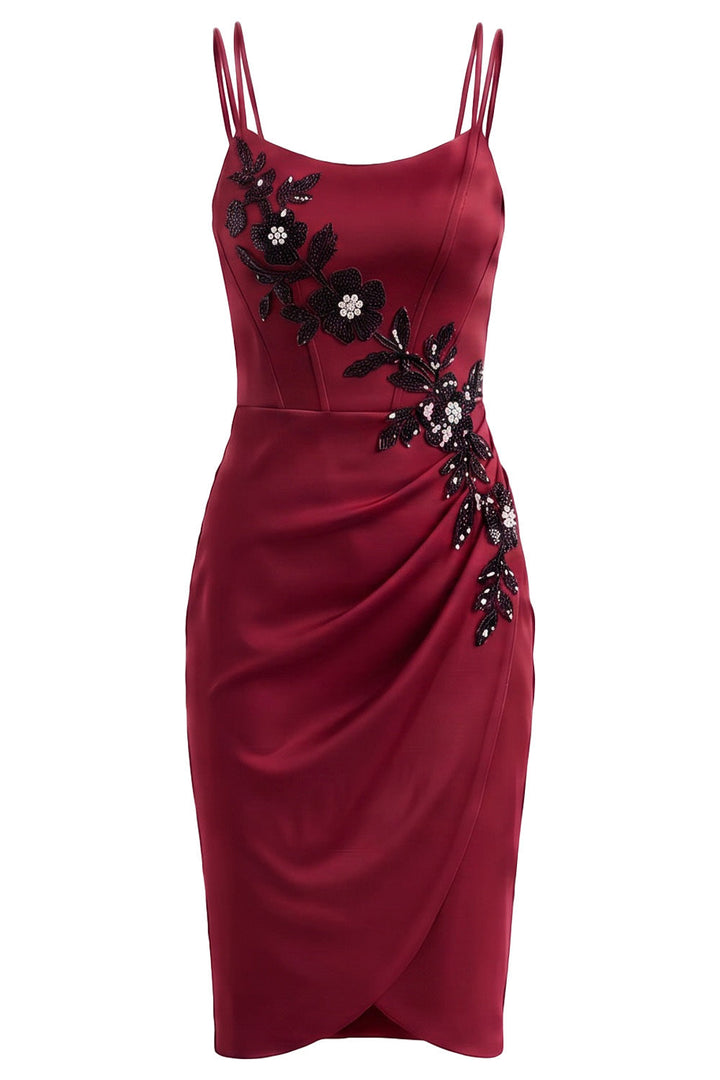 VIVIENNE corset evening dress in crimson on model - front view