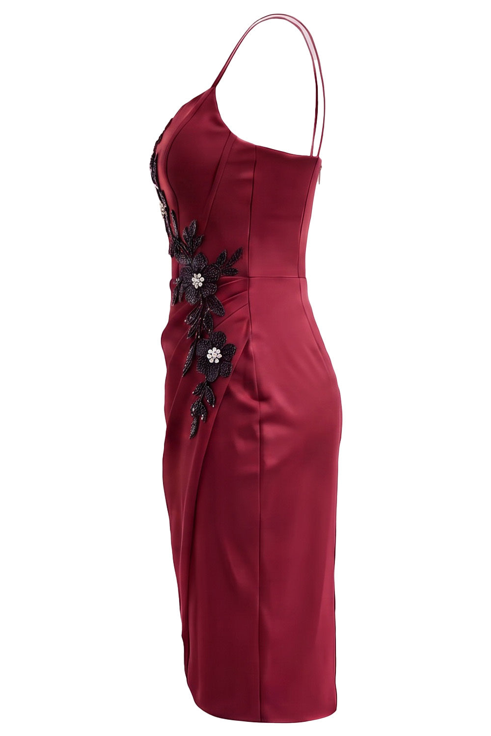 VIVIENNE corset evening dress in crimson on model - side view