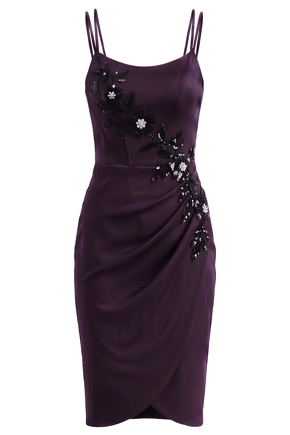 VIVIENNE corset evening dress in dark aubergine on model - front view