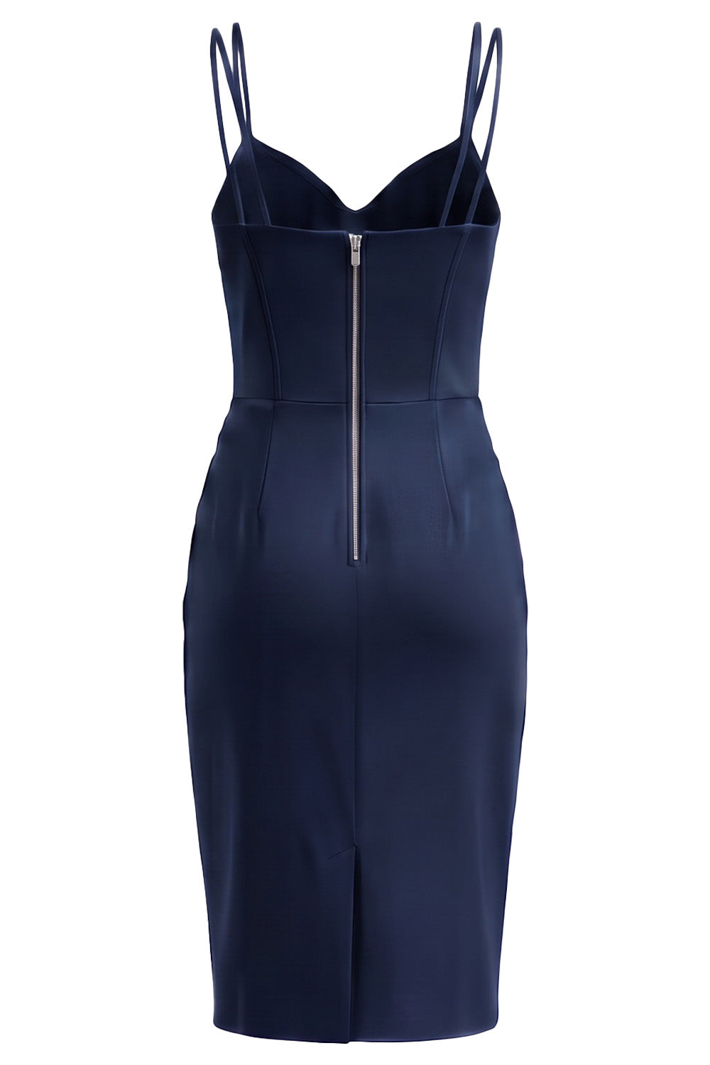 VIVIENNE corset evening dress in midnight navy on model - back view