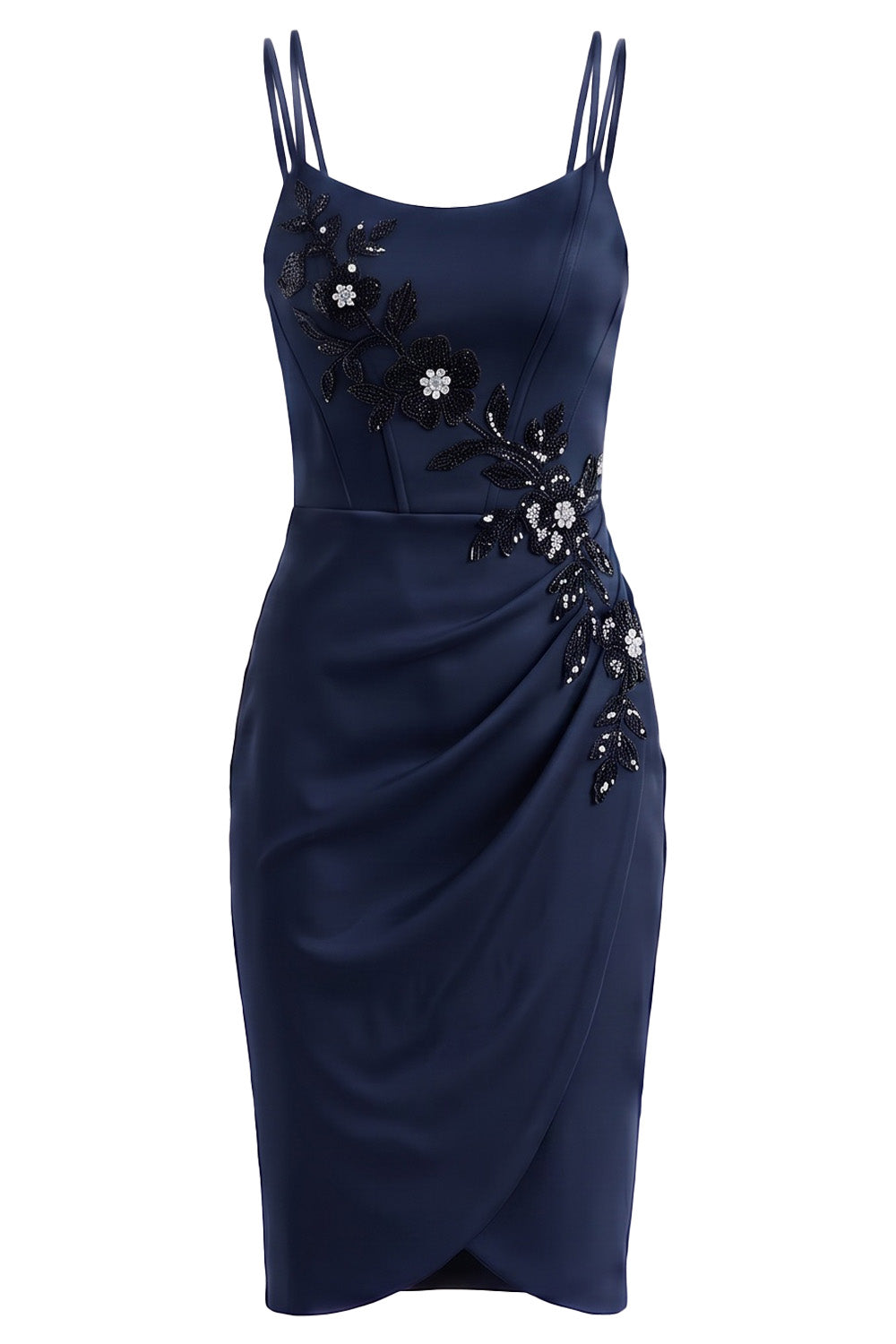 VIVIENNE corset evening dress in midnight navy on model - front view