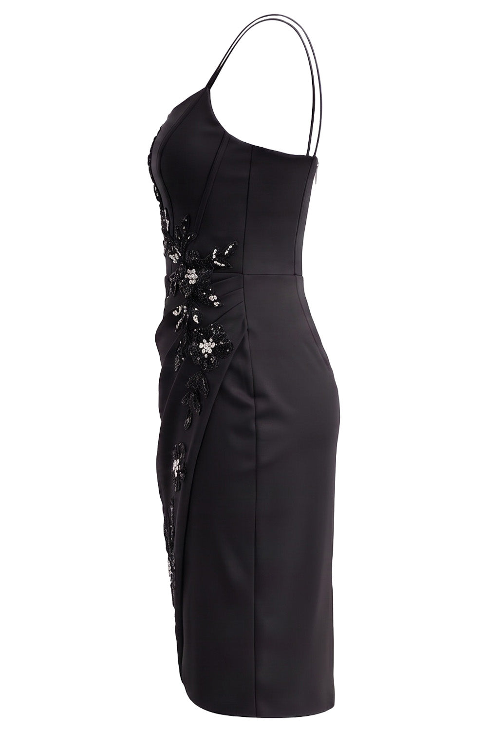 VIVIENNE corset evening dress in black on model - side view
